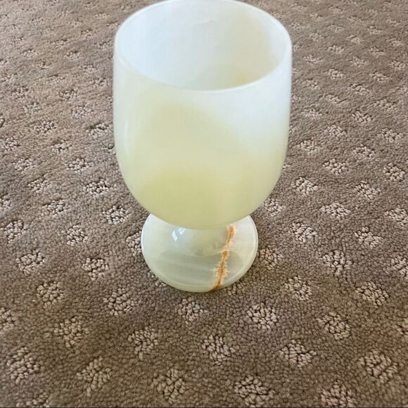 Set of 4 Vintage Green Opal Marble Wine Glasses Goblets - Picture 10 of 15